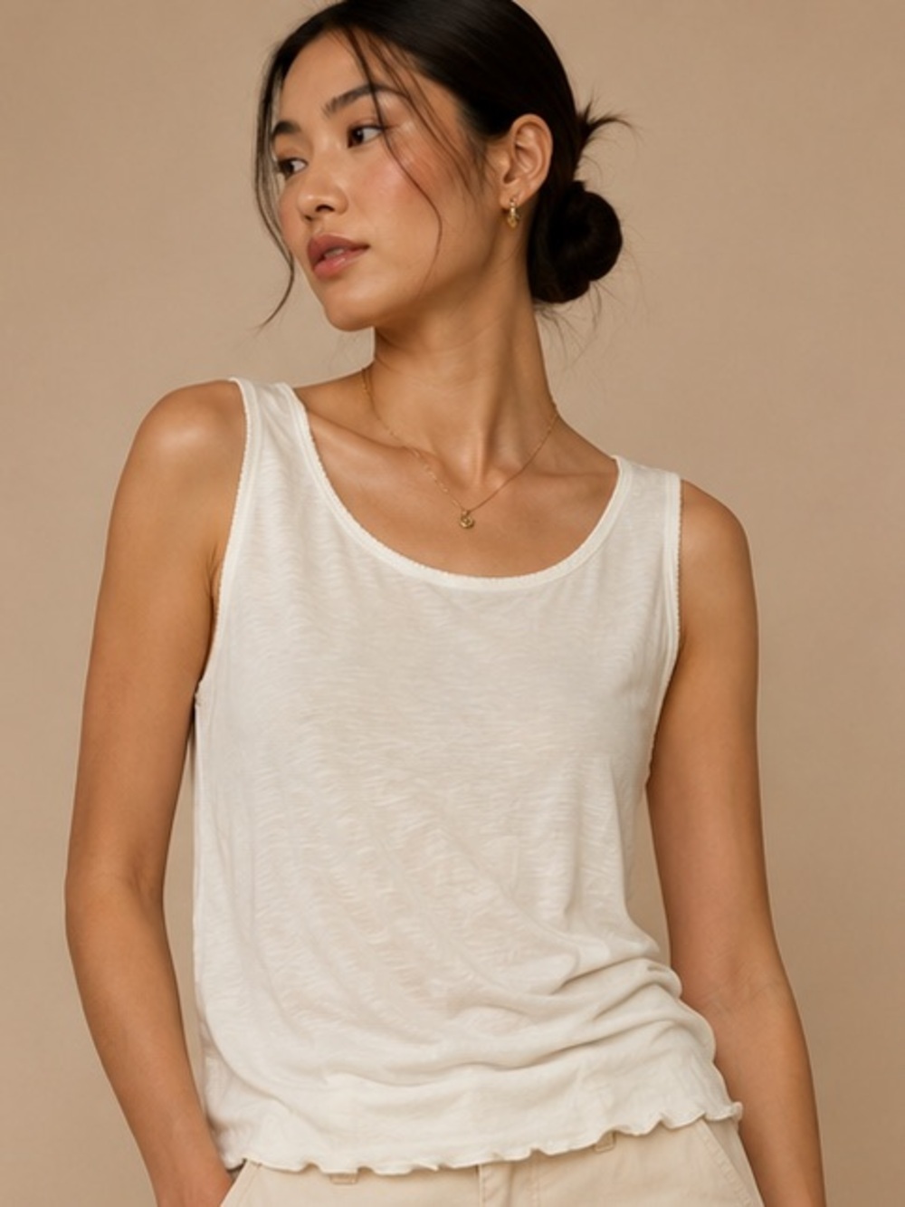 Comfort Choice White Cotton Tank Top Women's 2X